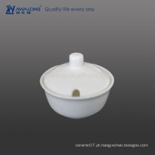 Restaurante Usado Pure White Pequena Capacidade Fine Bone China Branco Cerâmica Relish Dish With Lid